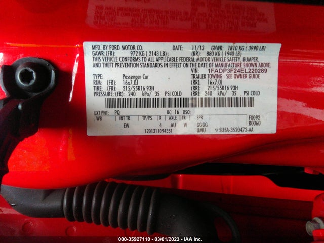 Ford FOCUS SE 2014 1FADP3F24EL220289 Image 10