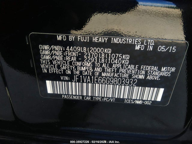 JF1VA1E66G9803932 Subaru Wrx Premium
