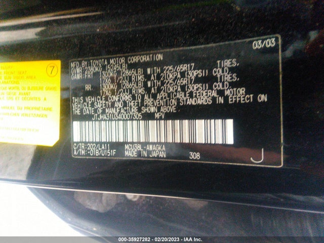 JTJHA31U340007305 Lexus RX 330