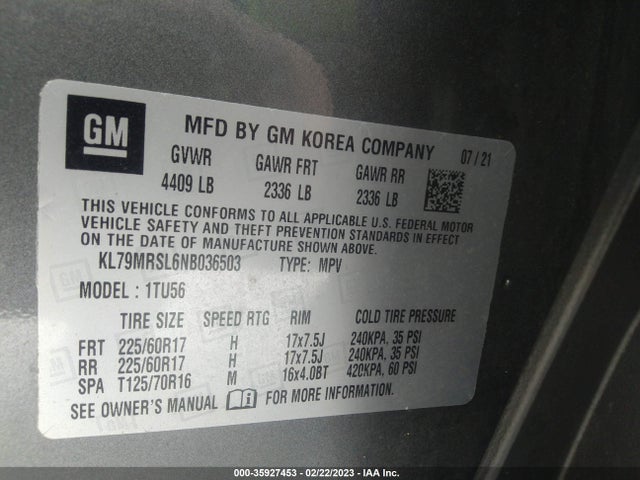 Chevrolet Trailblazer Lt 2022 KL79MRSL6NB036503 Image 9