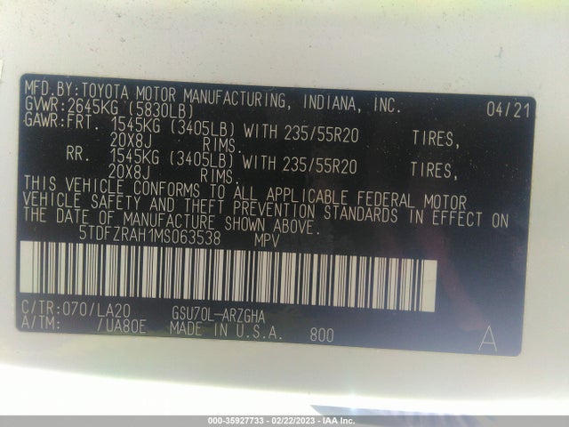 Toyota Highlander Platinum 2021 5TDFZRAH1MS063538 Image 11