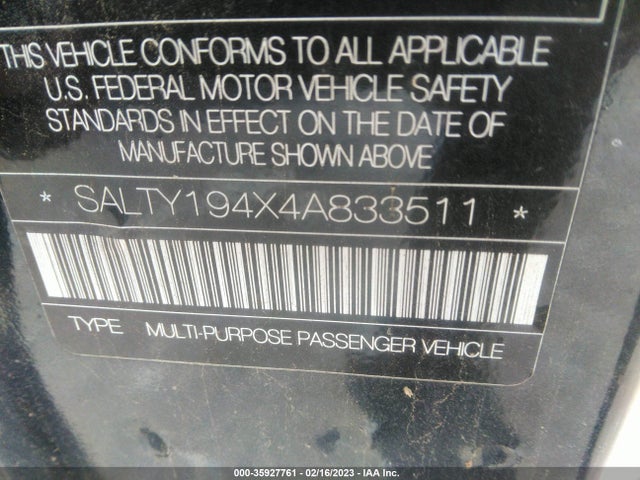 2004 LAND ROVER DISCOVERY SE VIN: SALTY194X4A833511