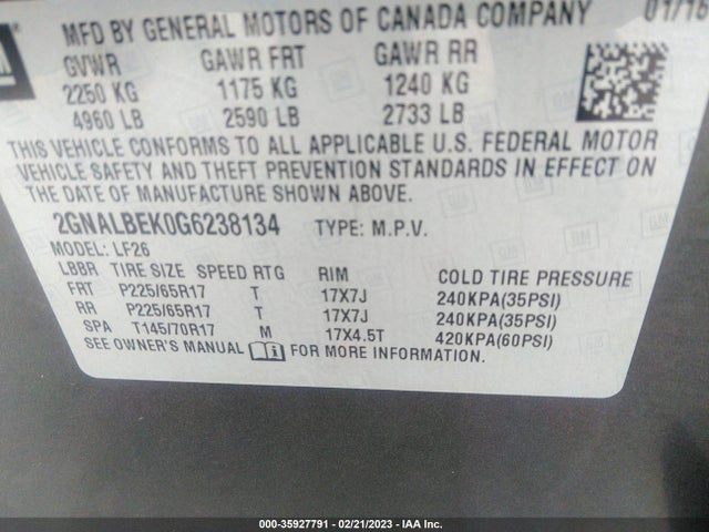 Chevrolet EQUINOX LS 2016 2GNALBEK0G6238134 Image 11