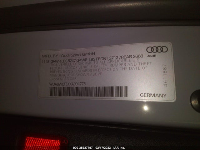 Audi RS 5 SPORTBACK 2019 WUABWCF5XKA901775 Image 9