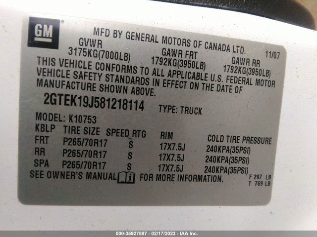GMC Sierra 1500 Slt 2008 2GTEK19J581218114 Image 11