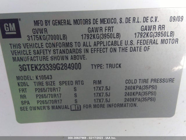 GMC Sierra 1500 Sle 2009 3GTEK23339G284900 Image 10
