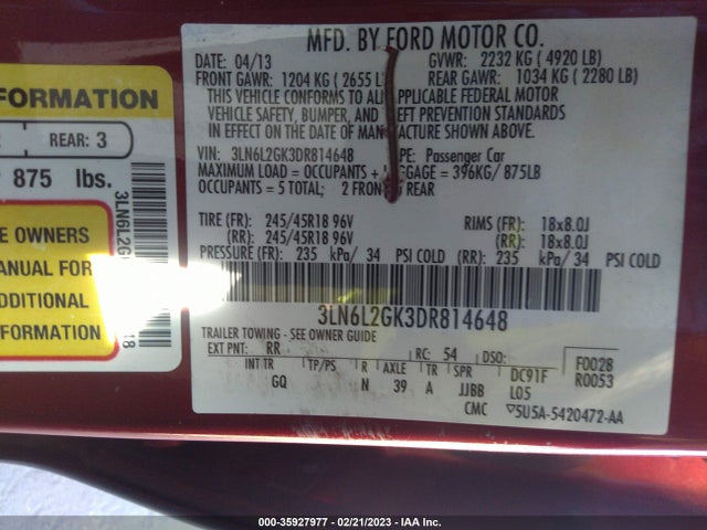 Lincoln MKZ 2013 3LN6L2GK3DR814648 Image 10