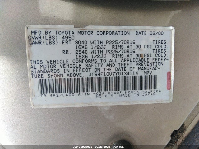 JT6HF10U7Y0134114 Lexus RX 300