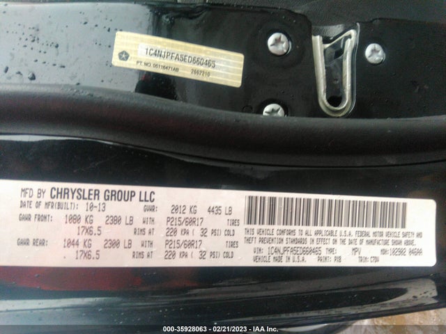 2014 JEEP PATRIOT LATITUDE VIN: 1C4NJPFA5ED660465