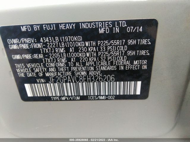 JF2GPAVC8EH326206 Subaru Xv Crosstrek Premium