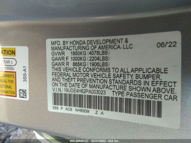 19UDE4H62PA003023 Acura Integra W/a-spec Tech Package