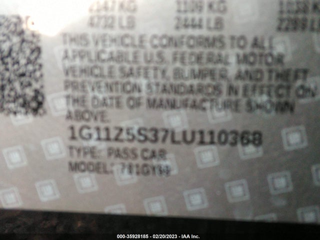 Chevrolet IMPALA LT 2020 1G11Z5S37LU110368 Image 10