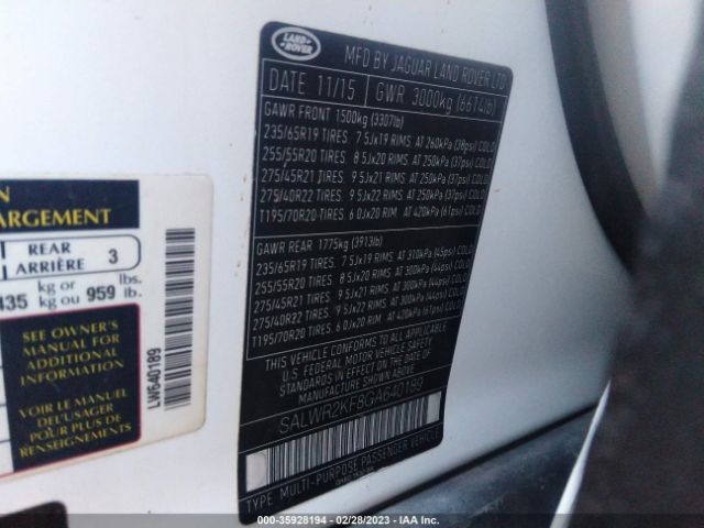 SALWR2KF8GA640189 Land Rover Range Rover Sport V6 Diesel Hse