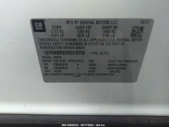 2017 Cadillac XT5, VIN: 1GYKNBRSXHZ316730