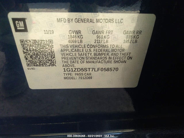 Chevrolet MALIBU LT 2020 1G1ZD5ST7LF058570 Image 9