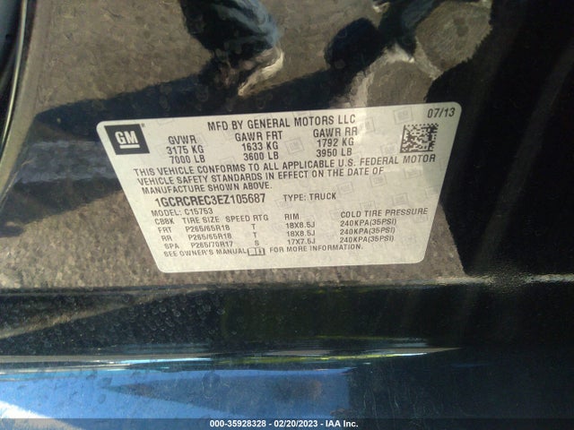 2014 CHEVROLET SILVERADO 1500 LT VIN: 1GCRCREC3EZ105687