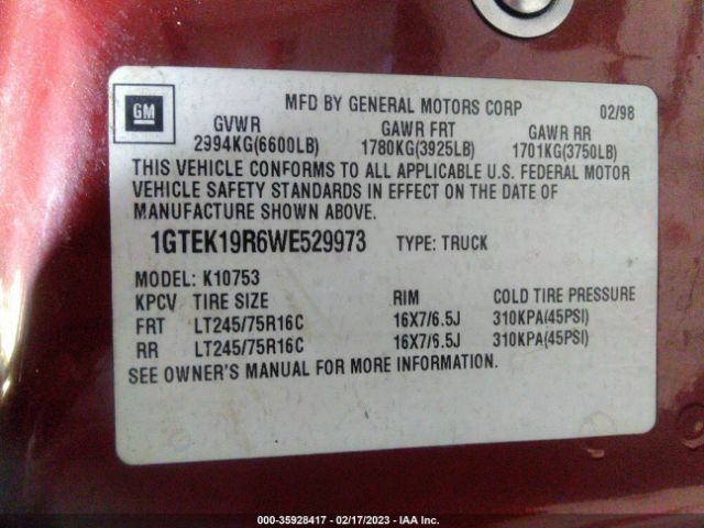 1GTEK19R6WE529973 GMC SIERRA 1500