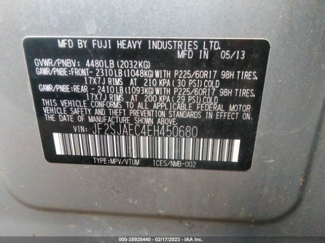 JF2SJAEC4EH450680 Subaru Forester 2.5i Premium