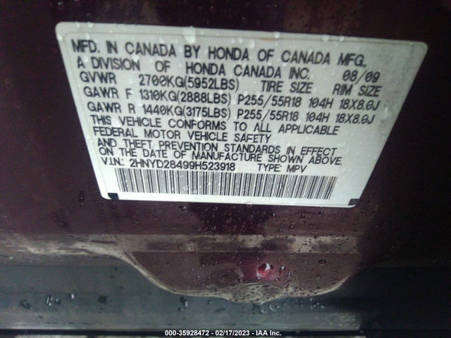 Acura Mdx Tech/entertainment Pkg 2009 2HNYD28499H523918 Image 10