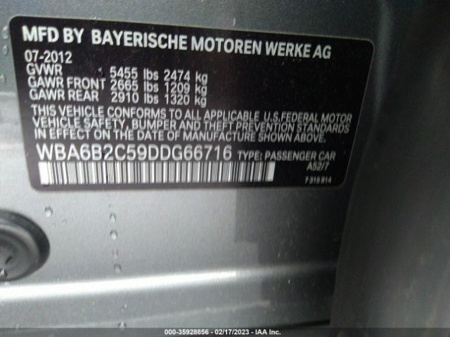 WBA6B2C59DDG66716 BMW 6 Series 650i
