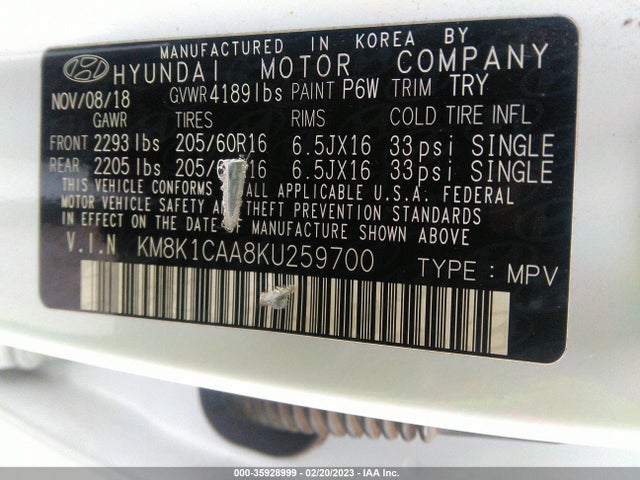Hyundai Kona Se 2019 KM8K1CAA8KU259700 Image 10