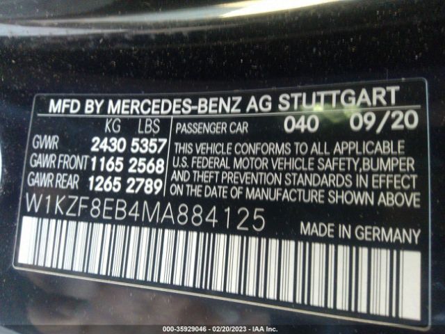 W1KZF8EB4MA884125 Mercedes-Benz E-class E 350