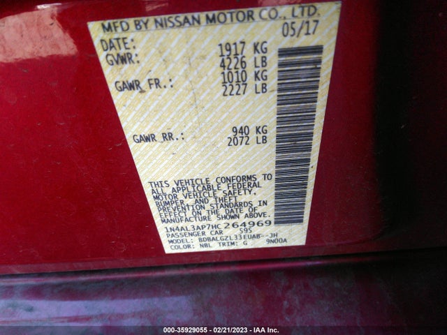 Nissan Altima 2.5 S 2017 1N4AL3AP7HC264969 Image 9