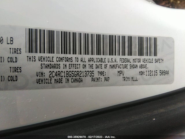 2C4RC1BG5GR213735 Chrysler Town & Country Touring