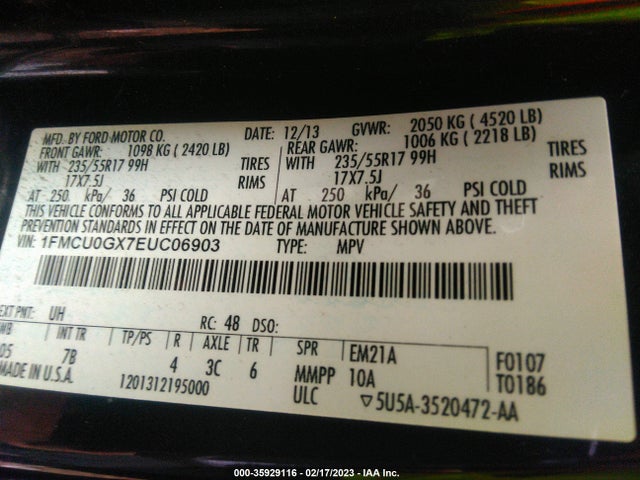 Ford ESCAPE SE 2014 1FMCU0GX7EUC06903 Image 9