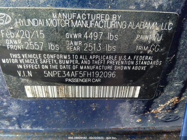 Hyundai Sonata Sport 2015 5NPE34AF5FH192096 Image 9
