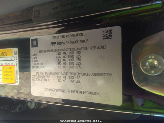 1GKS2BKD8MR146036 GMC YUKON SLT