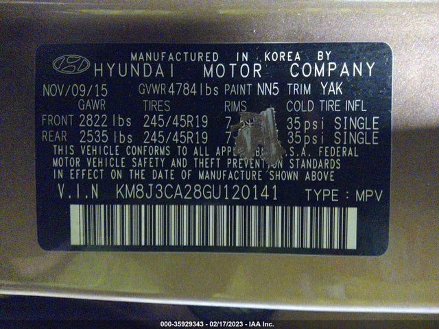 2016 Hyundai Tucson, VIN: KM8J3CA28GU120141