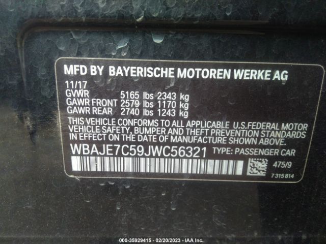 WBAJE7C59JWC56321 BMW 5 Series 540i Xdrive