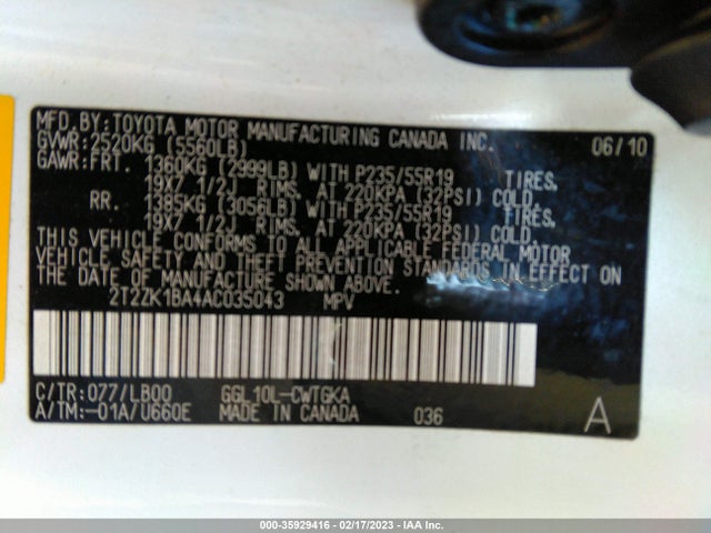 Lexus RX 350 2010 2T2ZK1BA4AC035043 Image 10