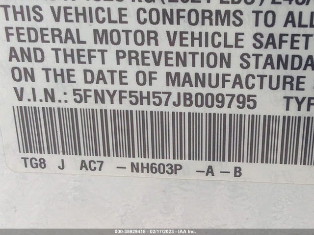 Honda Pilot Ex-l 2018 5FNYF5H57JB009795 Image 9