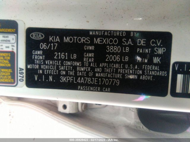 3KPFL4A78JE170779 KIA FORTE LX