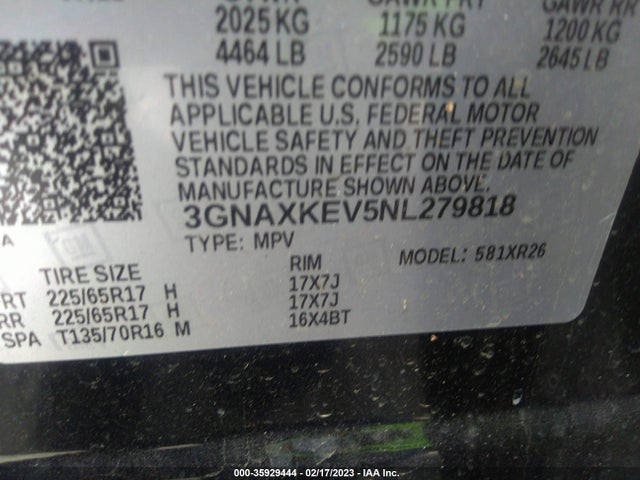 Chevrolet EQUINOX LT 2022 3GNAXKEV5NL279818 Image 9