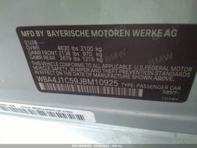 WBA4J1C59JBM10925 BMW 4 Series 430i