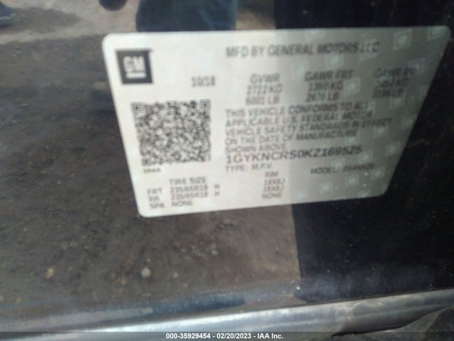 1GYKNCRS0KZ169525 Cadillac Xt5 Luxury Fwd