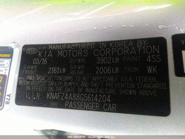 KNAFZ4A88G5614204 KIA FORTE EX