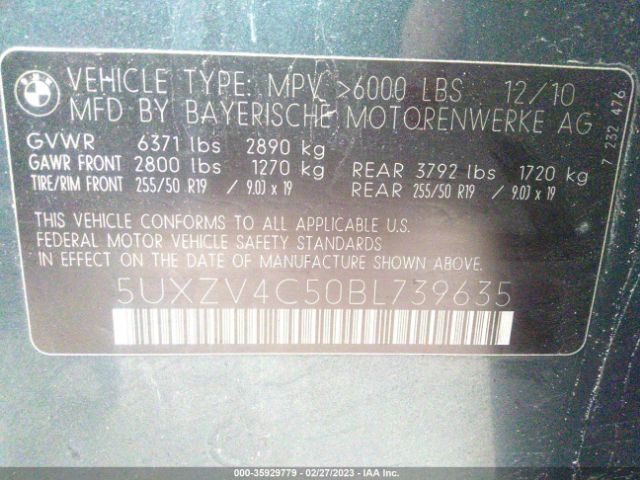 5UXZV4C50BL739635 BMW X5 35i