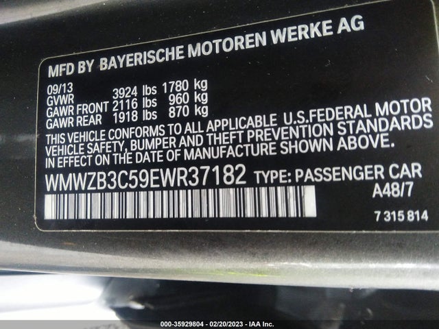 2014 MINI COOPER COUNTRYMAN VIN: WMWZB3C59EWR37182