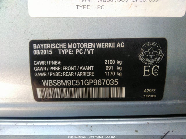 2016 BMW M3, VIN: WBS8M9C51GP967035