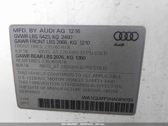 WA1C2AFP2HA089099 Audi Q5 PREMIUM