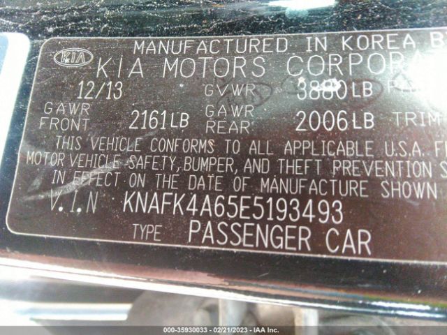 KNAFK4A65E5193493 KIA FORTE LX