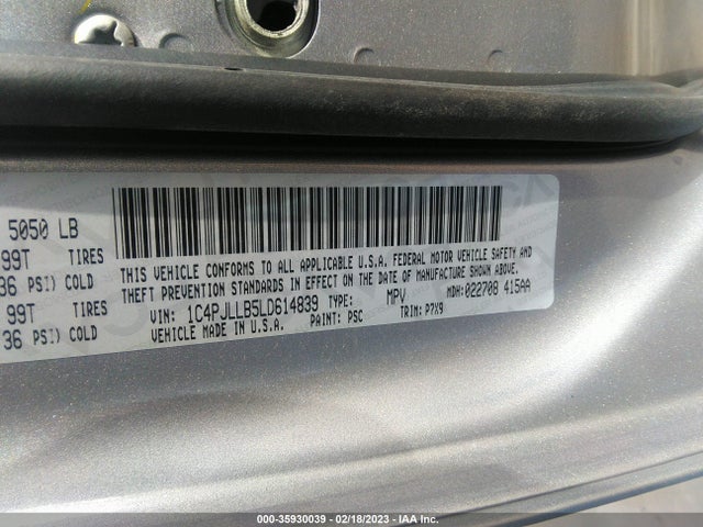 2020 Jeep Cherokee, VIN: 1C4PJLLB5LD614839