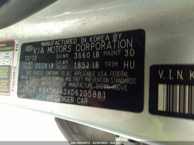 KNADM4A3XD6205881 KIA RIO LX