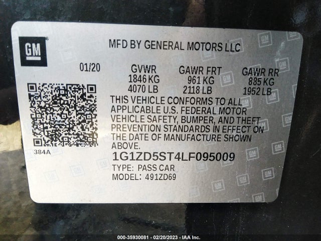 Chevrolet MALIBU LT 2020 1G1ZD5ST4LF095009 Image 9