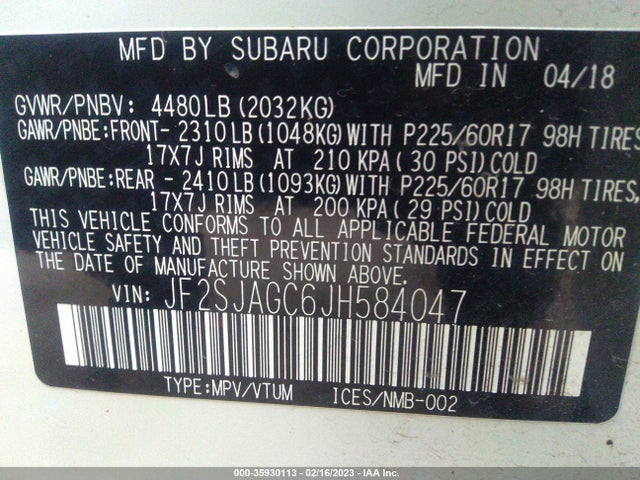 Subaru Forester Premium 2018 JF2SJAGC6JH584047 Image 10
