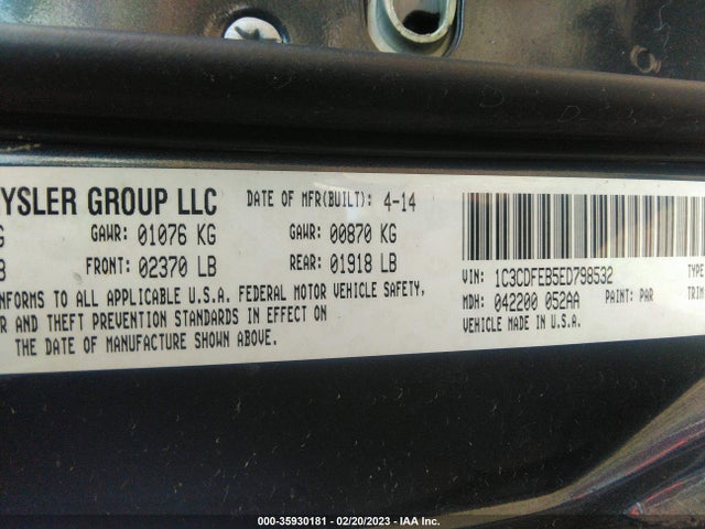 Dodge DART GT 2014 1C3CDFEB5ED798532 Image 9